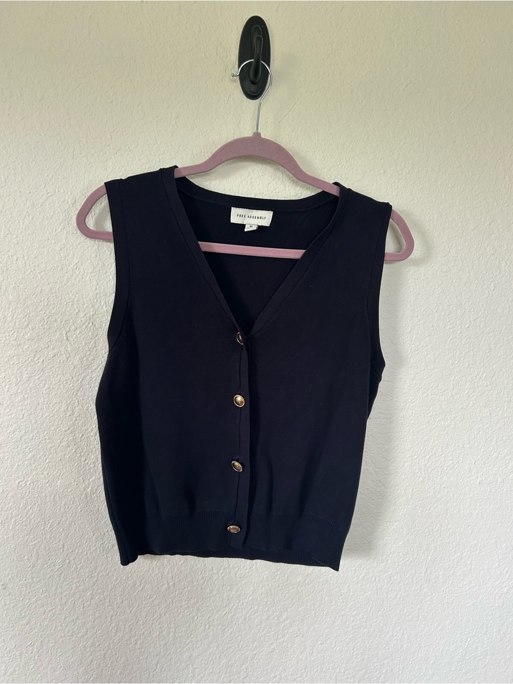 Free Assembly Navy Button-Front Knit Tank
